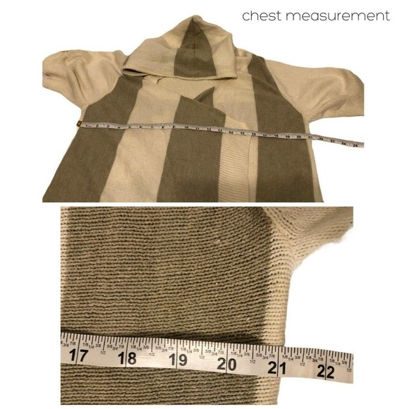 TORRID Size 1 Off White & Gray Striped Sweater with Hood Cardigan - Picture 8 of 9